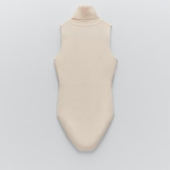 NWT - Zara Cream Turtleneck Sleeveless Knit Bodysuit - Picture 3 of 6
